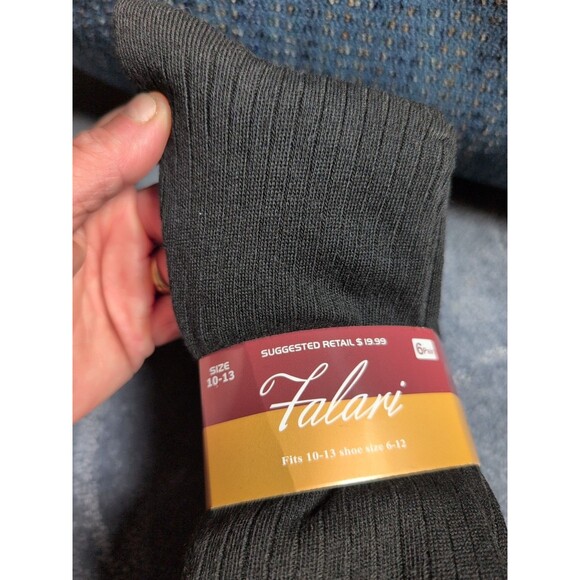Falari 6 Pairs Men's Black Dress Socks Size 10-13 Rib Solid Crew Shoe Sz 6-12 - Picture 4 of 10